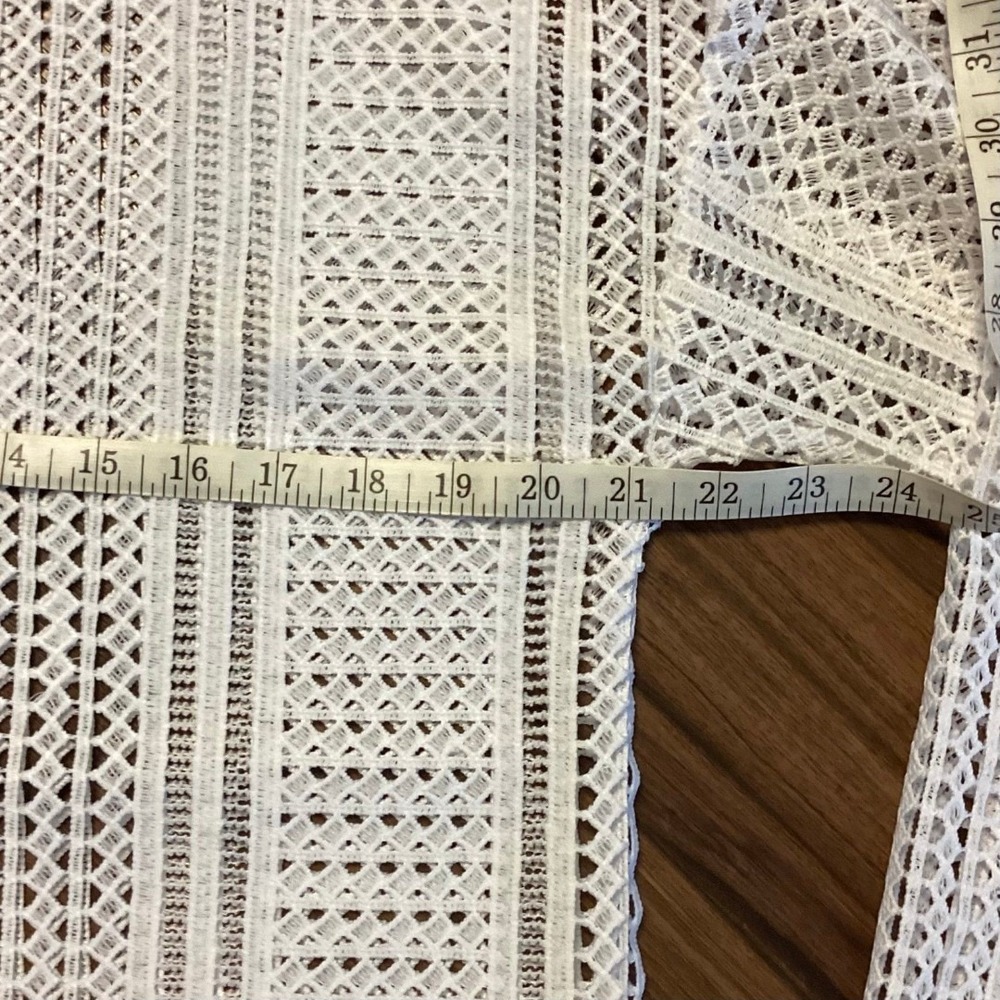Fabletics Sophie Open Knit White Tunic Long SleeveTop Cover‎ Up Size Medium - Picture 6 of 7